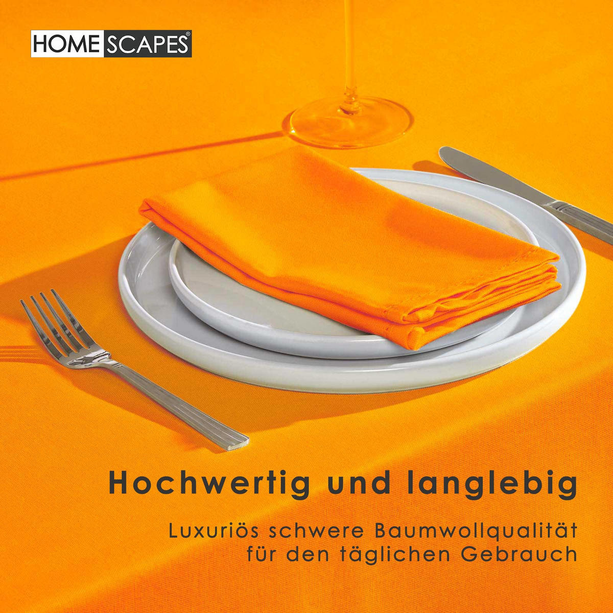 TISCHDECKE orange 178/300 cm, 100% Baumwolle - Orange, Textil (178/300cm) - Homescapes