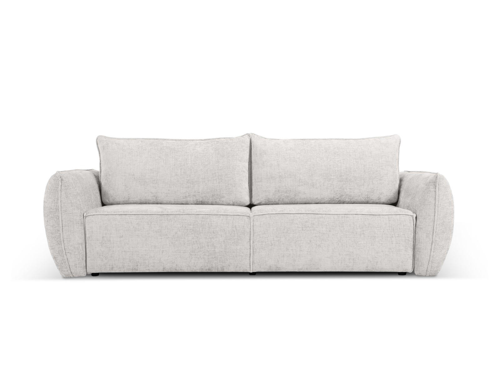 AUSKLAPPBARES-SOFA mit Bettkasten Kaelle aus Chenille-Stoff hellgrau 3 Sitzplätze - Hellgrau, Textil (97/91/244cm) - Micadoni