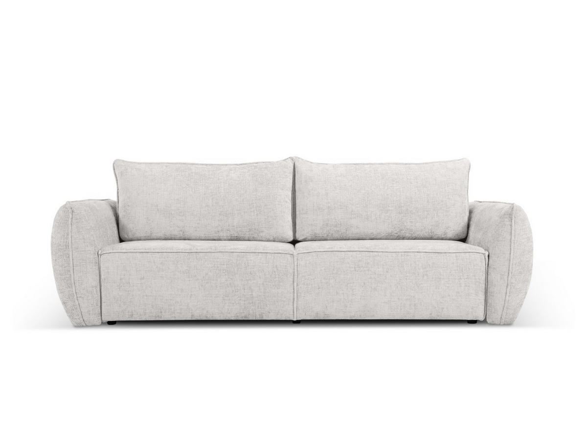 AUSKLAPPBARES-SOFA mit Bettkasten Kaelle aus Chenille-Stoff hellgrau 3 Sitzplätze - Hellgrau, Textil (97/91/244cm) - Micadoni