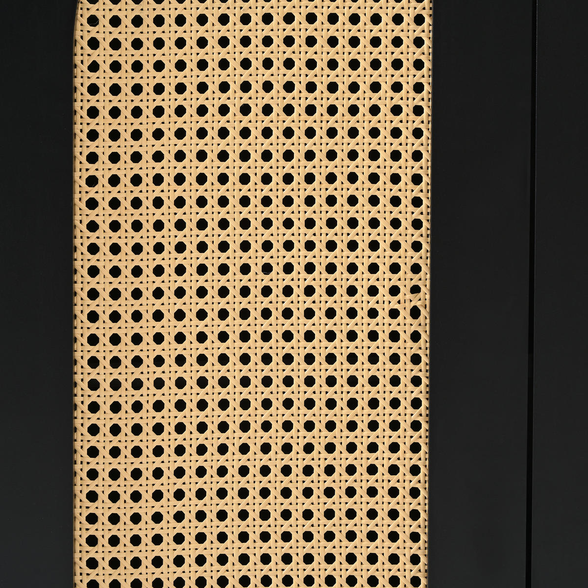 SIDEBOARD in Naturfarben und Schwarz Anrichte mit 4 Rattantüren für Esszimmer, Küche und Wohnzimmer, B145/T80/H40 cm - Schwarz/Naturfarben, Holzwerkstoff/Metall (145/80/40cm) - STILVORA