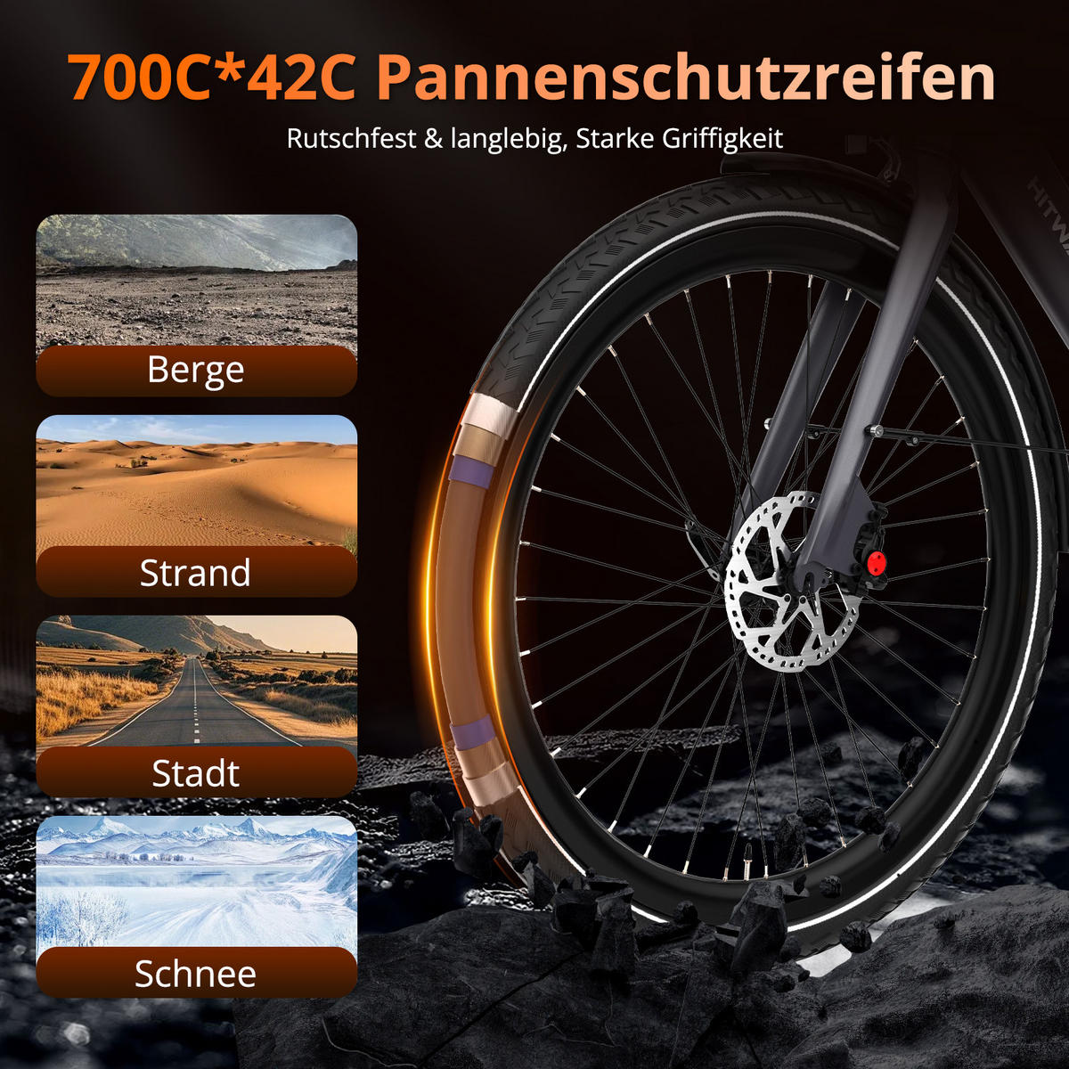 E-BIKE BK19PRO ,IP67 wasserdicht, App-gesteuert - Grau, Metall (78cm) - HITWAY