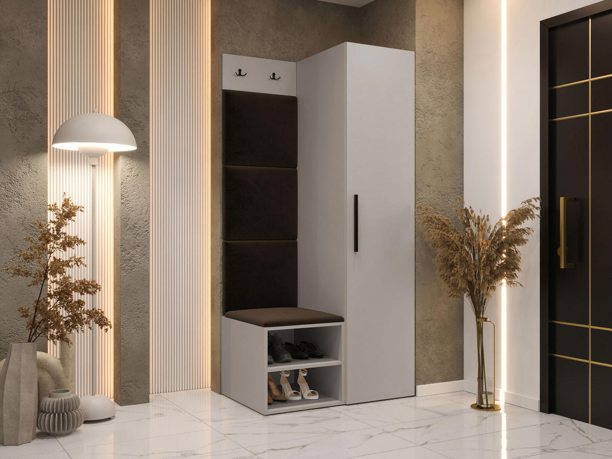 GARDEROBEN-SET Medi III - Kaschmir/Schwarz, Holzwerkstoff/Kunststoff (40/191/50cm) - MIRJAN24