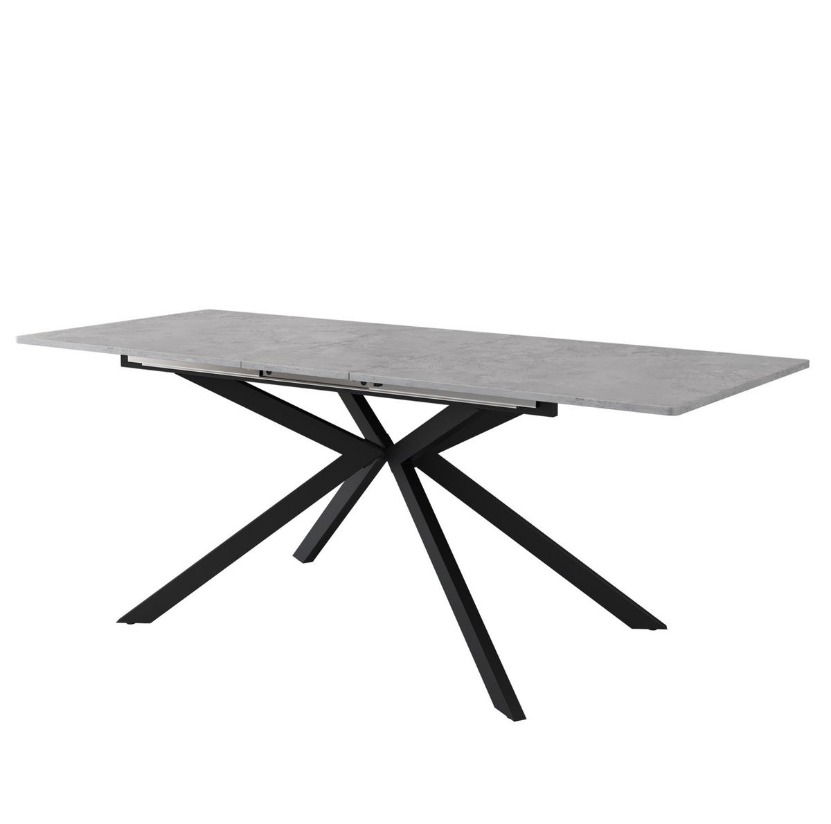 ESSTISCH ausziehbar 150/180 x 70 cm MDF Schwarz/Grau - Schwarz, Metall (180/70/75.5cm) - Meubliv