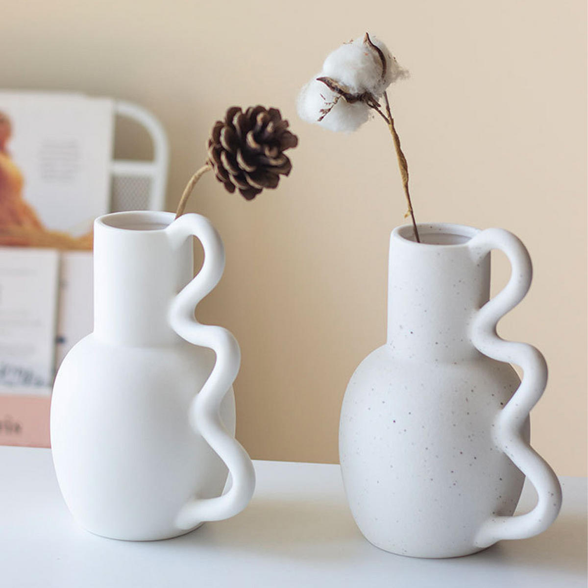 VASE 15 x 15 x 18,5 cm Keramik - Weiß, Keramik (18.5cm) - LIBRATON