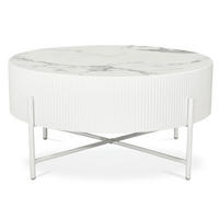 COUCHTISCH rund Weiß 80/80/40 cm - Weiß, Holzwerkstoff/Metall (80/80/40cm) - Furnhouse