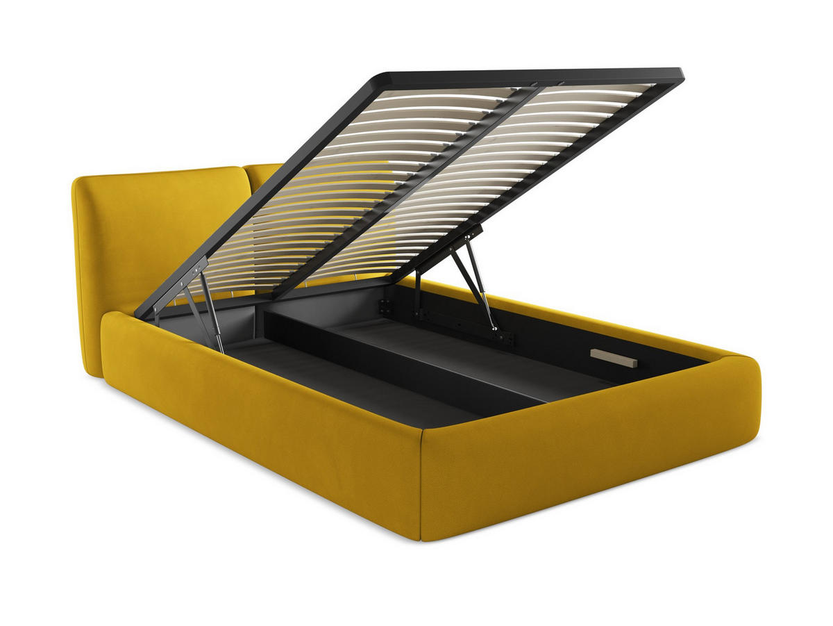 POLSTERBETT mit Bettkasten und Lattenrost 200x228 Gelb - Currygelb/Gelb, Kunststoff/Textil (180/200cm) - Makamii