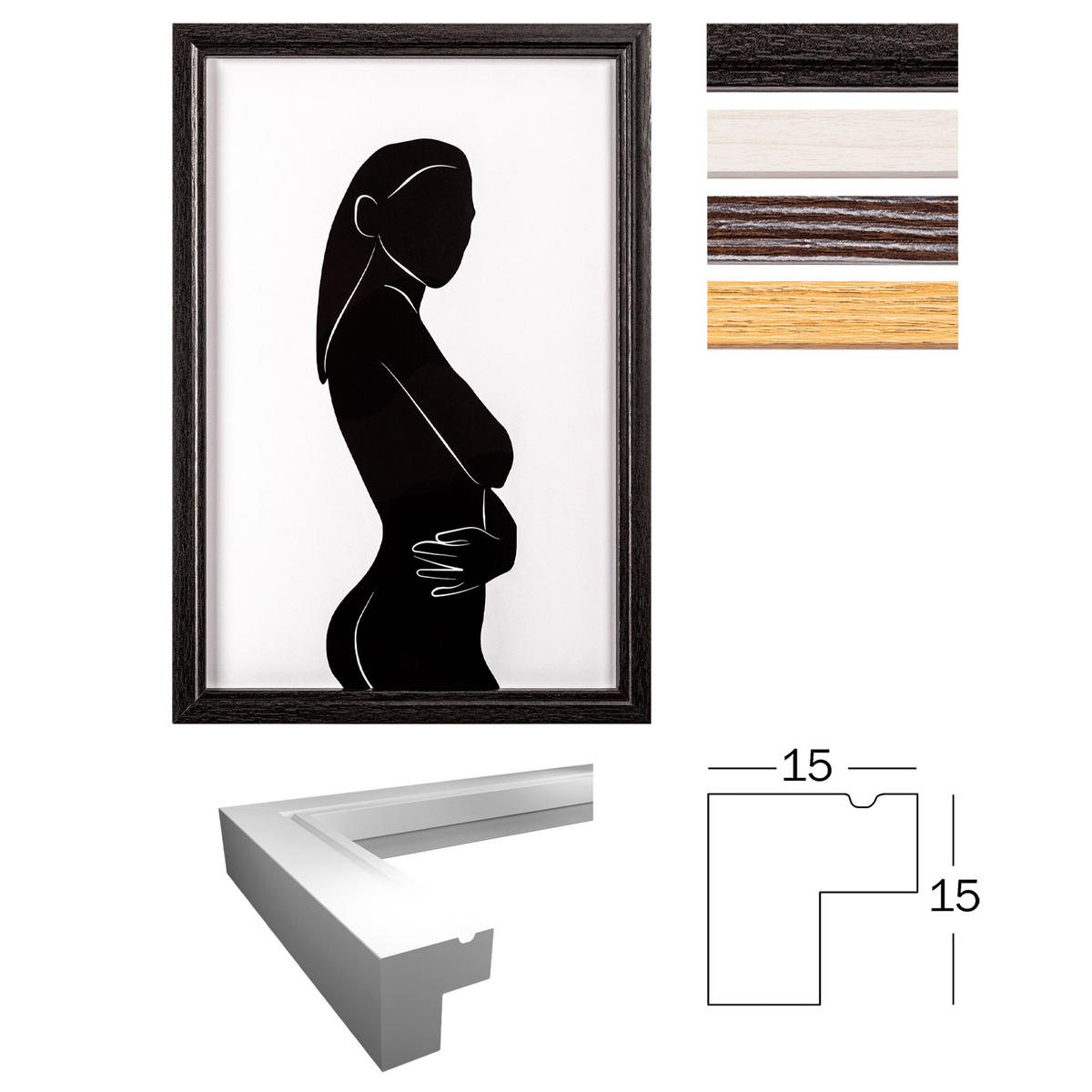 BILDERRAHMEN Ilo Holzrahmen 10x15 cm, WEISS, Blatt - Weiß, Holzwerkstoff (12/17/2cm) - walther design