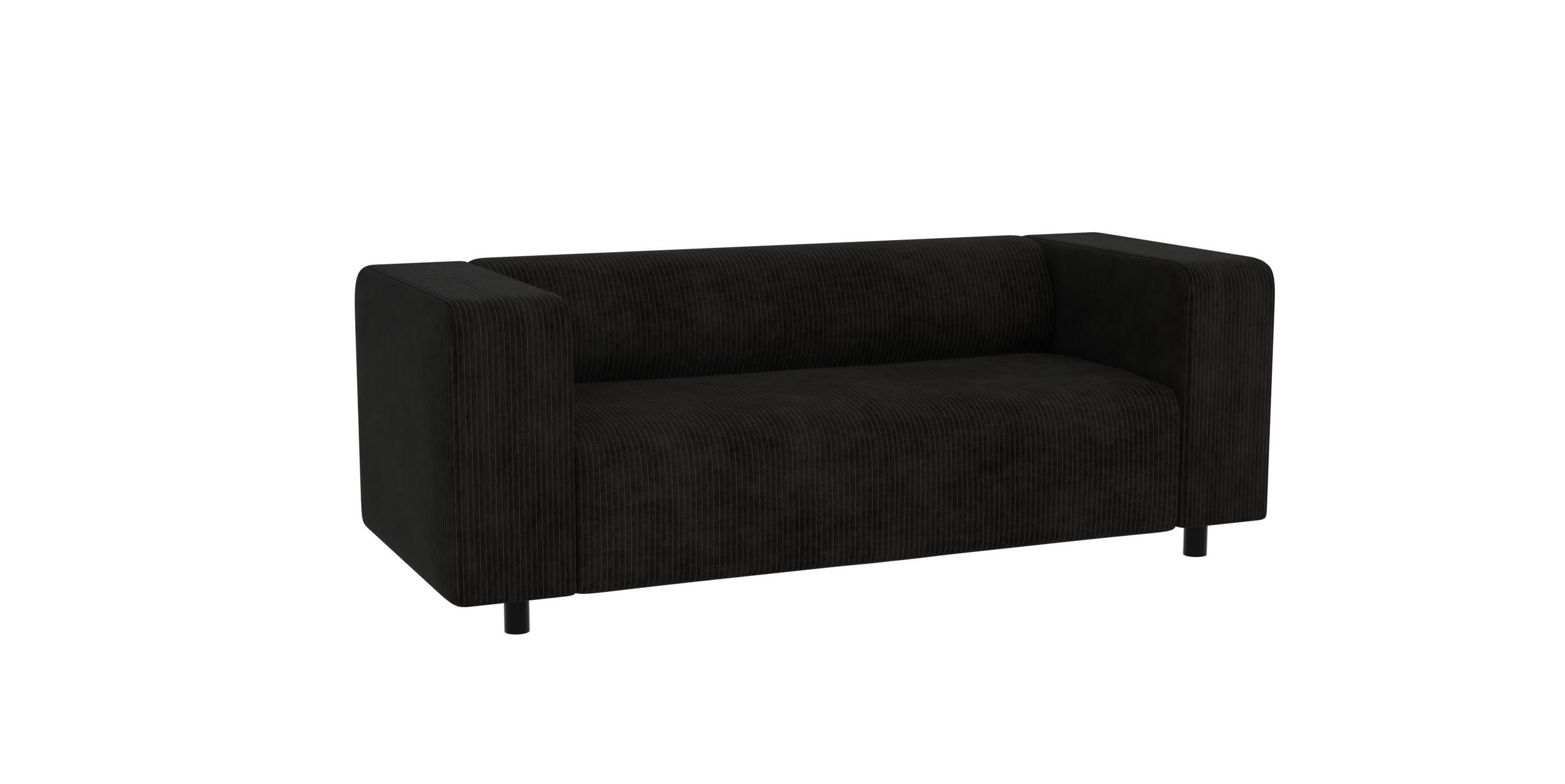 2-SITZER-SOFA Tove Schwarz Cord - Schwarz, Holz/Kunststoff (151/65/80cm) - S-Style Möbel