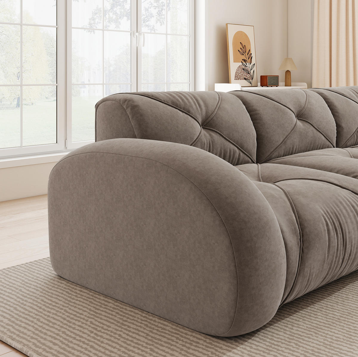 SOFA modulares rahmenloses Chenille-Sofa Brown 3 Pakete - Grau, Kunststoff (95/76/358cm) - Meubliv