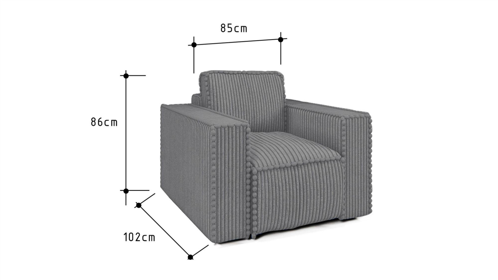 Thumbnail - Fun Möbel Sessel, Hellgrau, Textil, 85x86x102 cm, Wohnzimmer, Sessel, Polstersessel