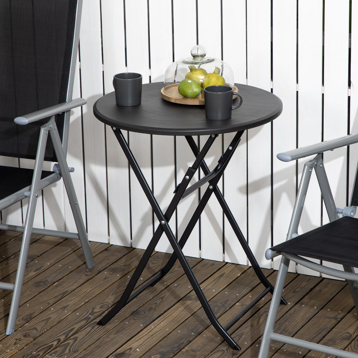 GARTENTISCH DE-14173 klappbar Ø60 cm Dunkelgrau - Dunkelgrau, Metall (60/60/73cm) - ComfortXL