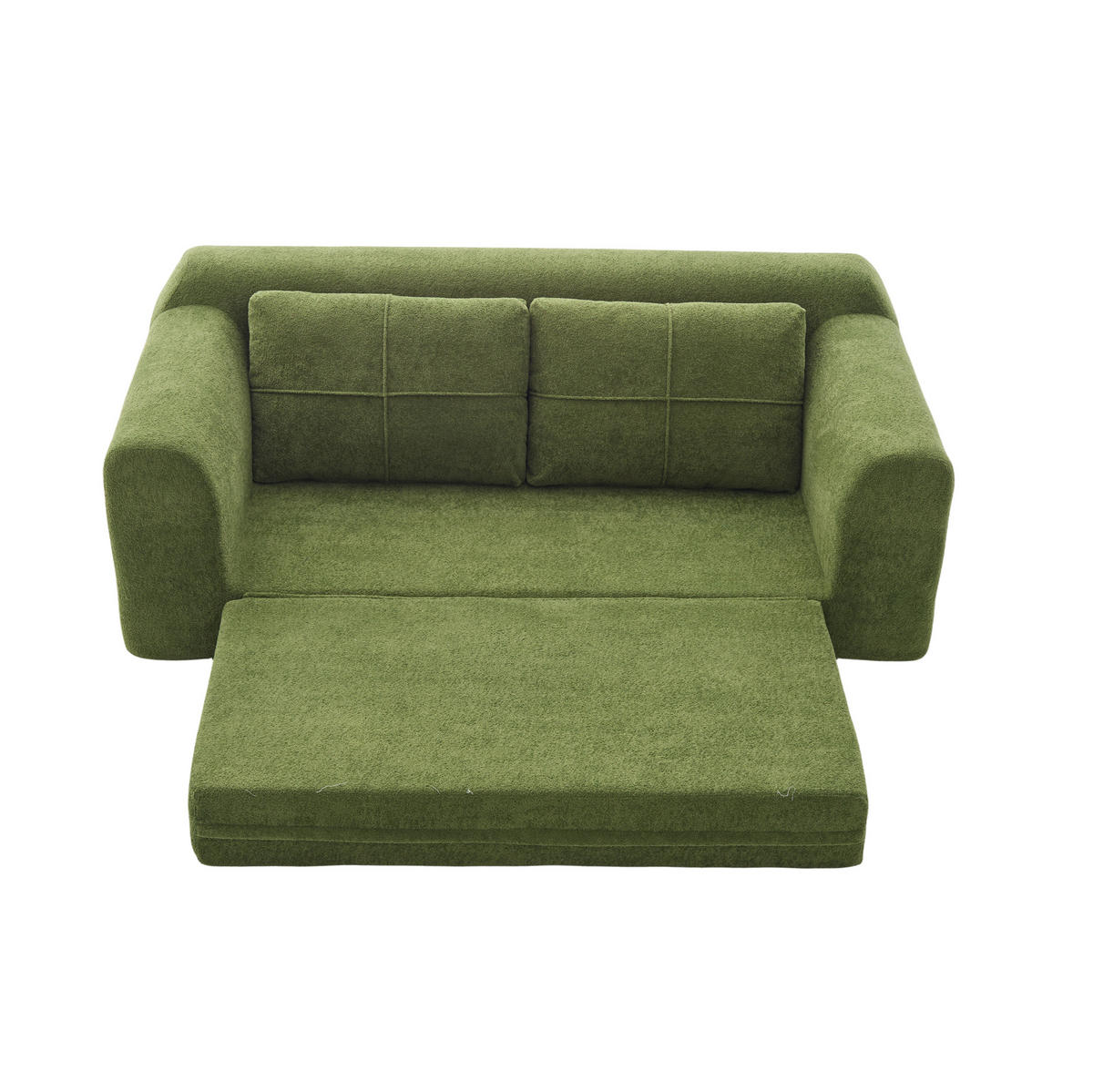 SCHLAFSOFA aus Stoff 179x95x79 cm Armeegrün 2-in-1 klappbar als Bodensofa und Bodenbett mit Armlehnen - Grün, Textil (178/61.5/96cm) - Modfu