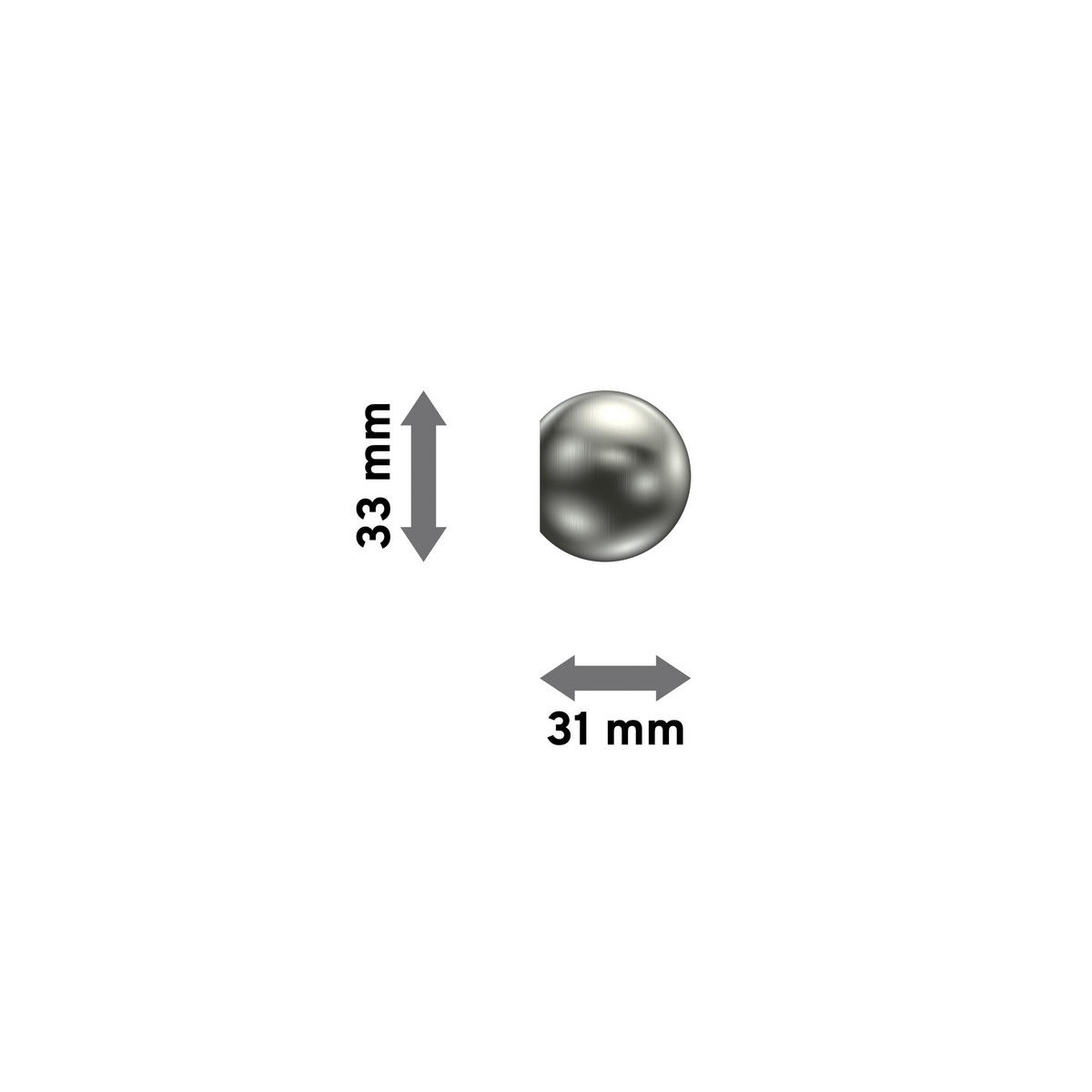ENDSTÜCKE FÜR GARDINENSTANGEN 16 mm Ø, Puros Edelstahl-Optik, Packung 2 Stück - Edelstahlfarben, Metall (3.1/3.3/3.3cm) - INTERDECO