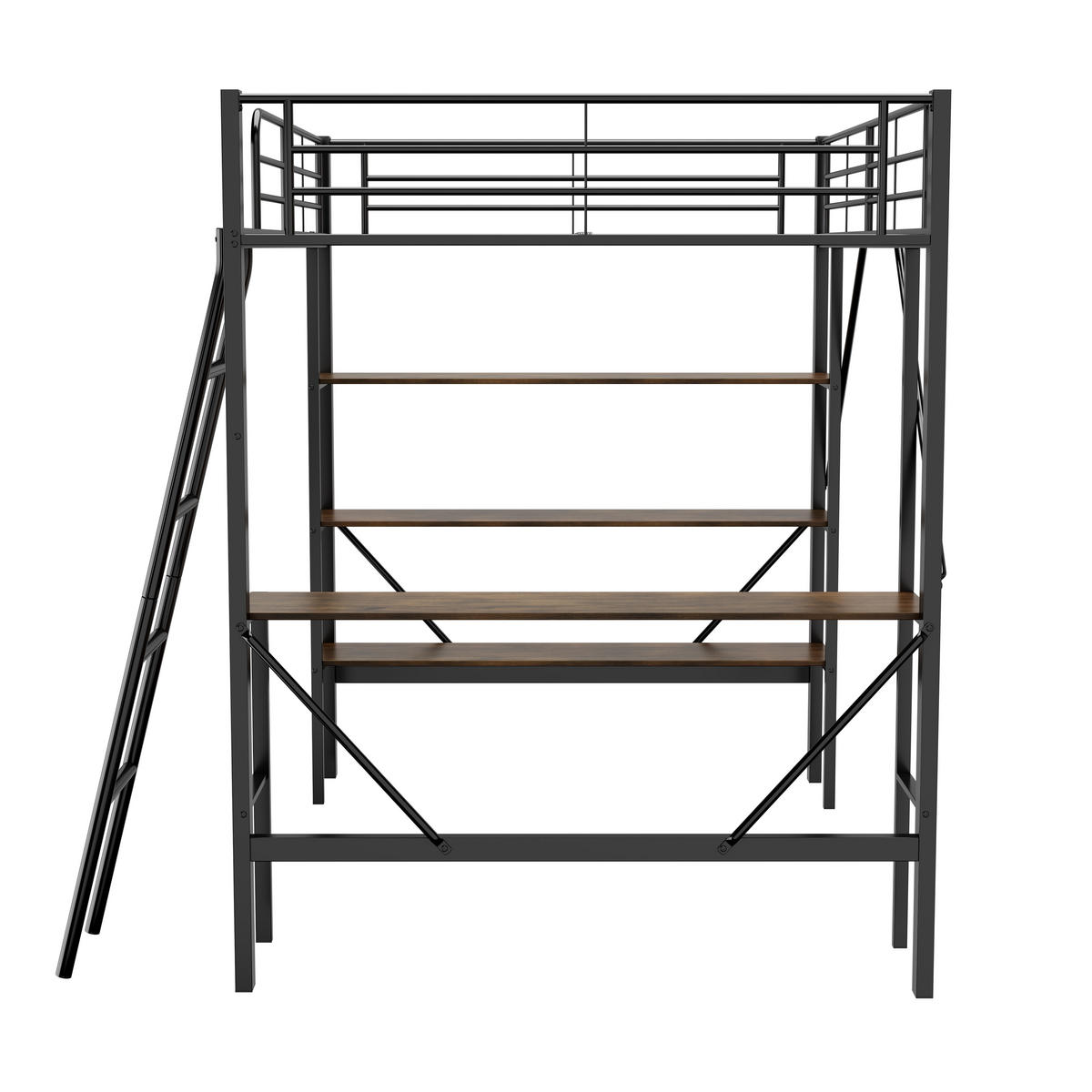 HOCHBETT Schwarz 204,5/149/180,5 cm - Schwarz, Holzwerkstoff/Metall - Urban Meuble