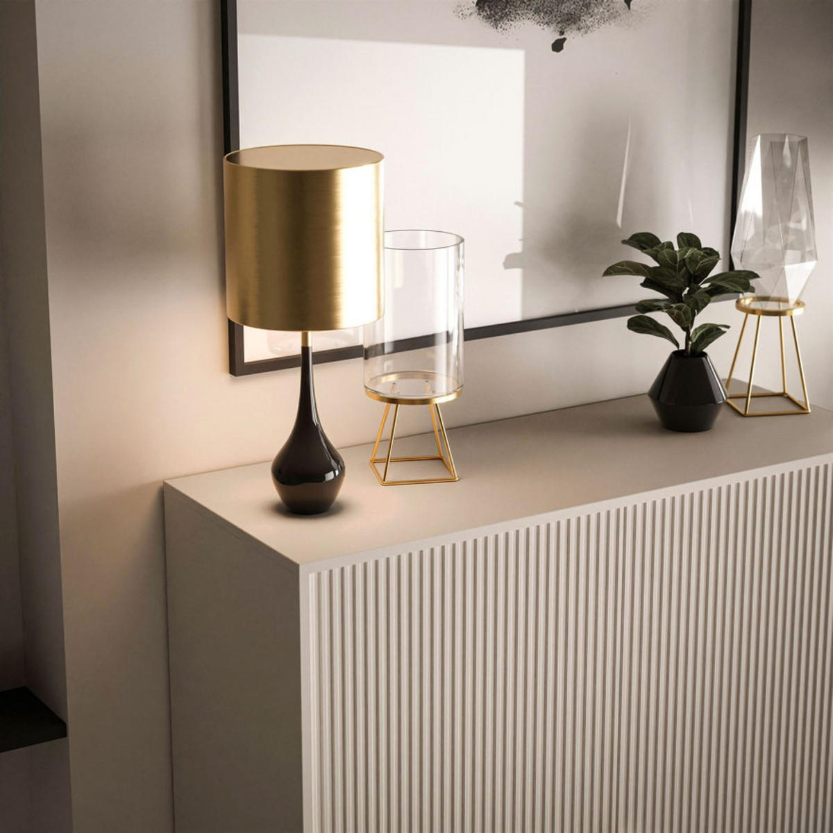 KOMMODE DALIA - Kaschmir/Goldfarben, Holzwerkstoff (104/127/40cm) - Lookway