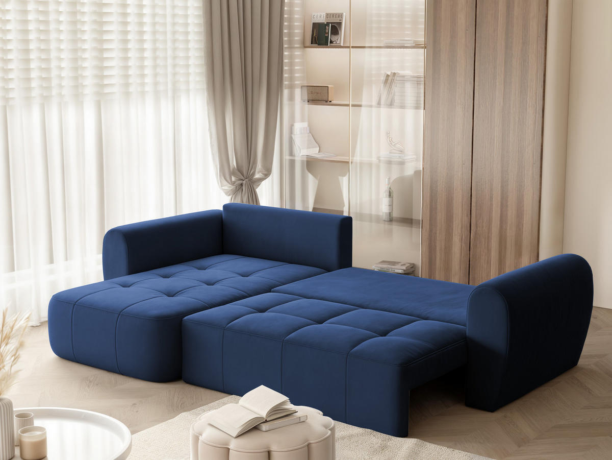 ECKSOFA RAVEN mit Schlaffunktion und Bettkasten Marineblau - Dunkelblau, Holzwerkstoff/Kunststoff (250/160cm) - Idohome