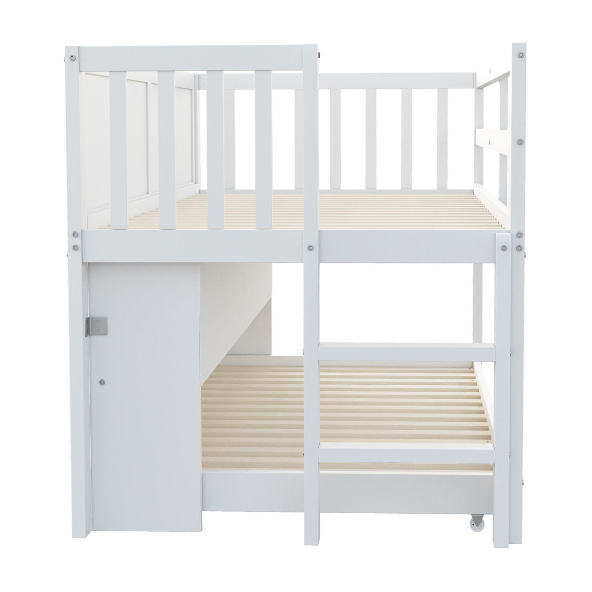 KINDERBETT 90/200 cm ausziehbar mit Graffiti-Tafel und offenem Stauraum - Weiß, Holz (90/200cm) - OKWISH