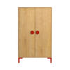 KLEIDERSCHRANK mit 2 Türen, Eichenholzoptik mit roten Details ALVA KIDS - Rot/Eiche Artisan, Holzwerkstoff (75/123/45cm) - RNT By Really Nice Things