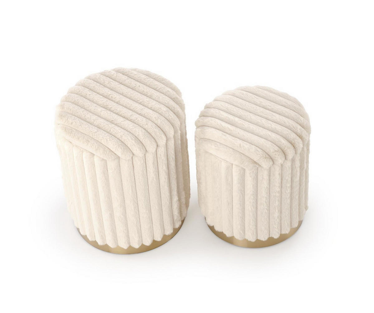 Pouf-Set der gepolsterten AUREA Creme - Creme, Textil (40/45/40cm) - Lookway