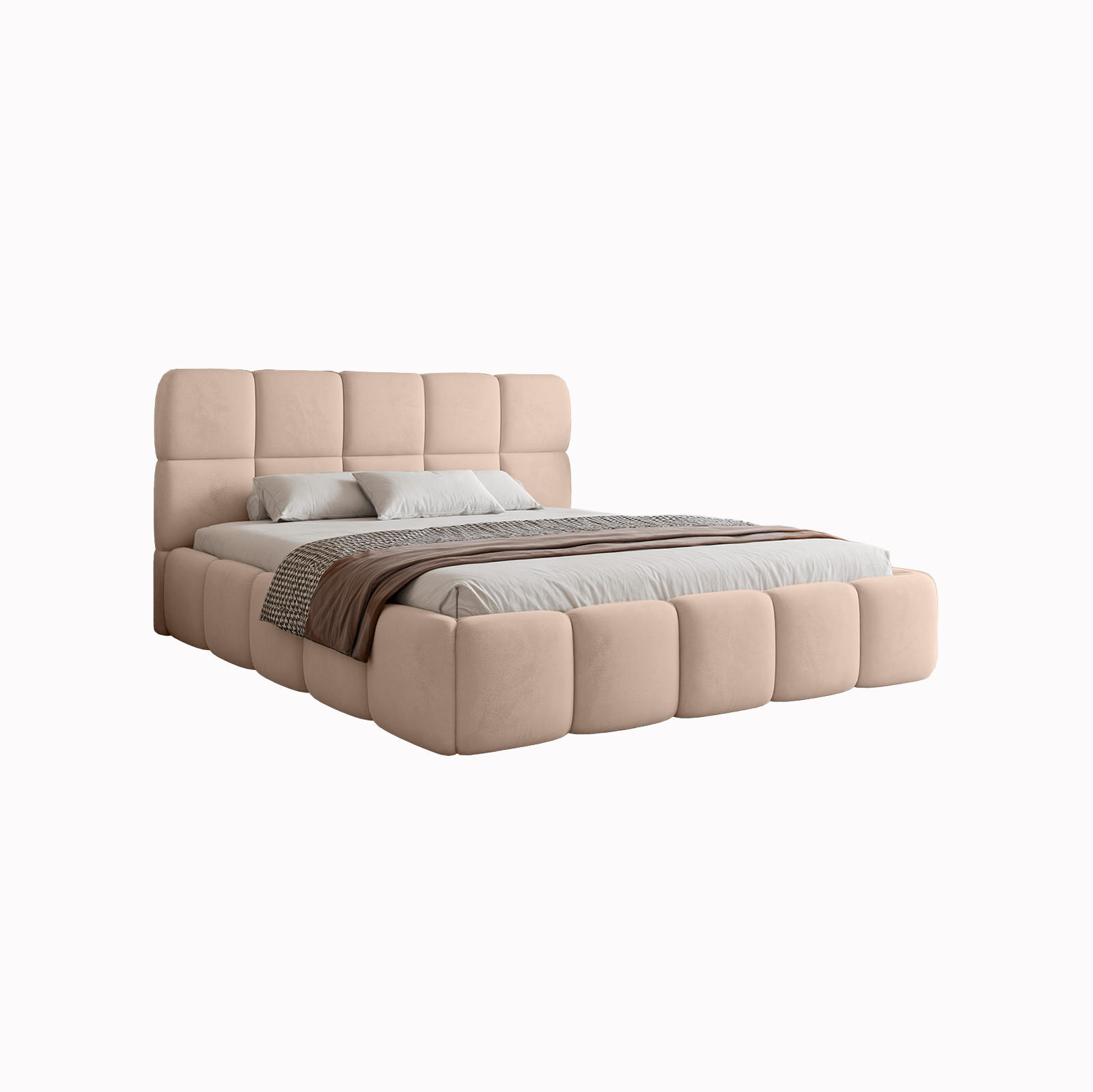 POLSTERBETT Mostar 160x200 cm, Lachs - Hellrosa, Textil (160/200cm) - Fedve