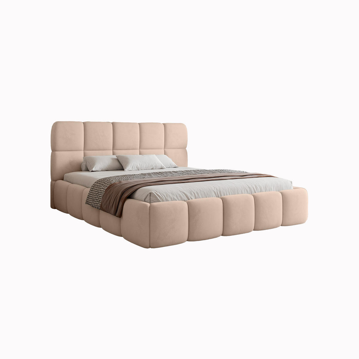 POLSTERBETT Mostar 160x200 cm, Lachs - Hellrosa, Textil (160/200cm) - Fedve