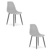 ESSZIMMERSTUHL 2-er Set KALEO grauer Sitz, schwarze Beine - Schwarz/Grau, Kunststoff (46/84/51cm) - Valora
