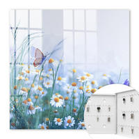 SCHLÜSSELBOX Weiß 30x30 cm – Türöffnung nach rechts - Sommerwiese - Blau, Metall (30/30/5cm) - TULUP