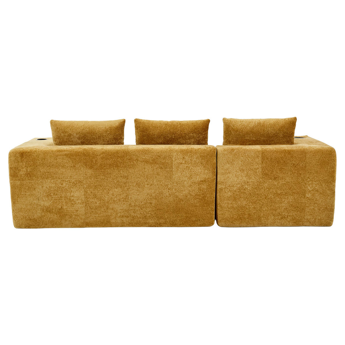 ECKSOFA 255/161/64 cm Gelb mit Getränkehalter - Gelb, Textil (258/163cm) - Oxeza