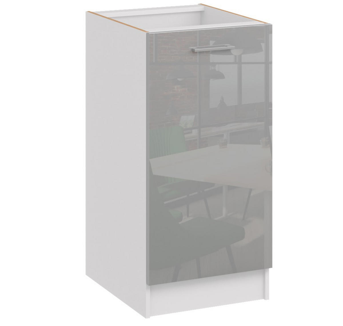 KÜCHENUNTERSCHRANK D40 grau glanz - Grau, Holzwerkstoff (40/82/44cm) - roe furniture