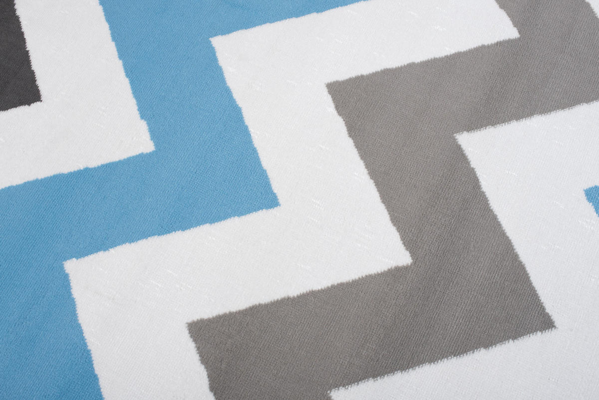 TEPPICH MAYA Blau Zig Zag Streifen 250/350 cm - Blau, Textil (250/350cm) - Tapiso