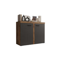 KOMMODE London LRXK 2D mit 2 Türen, Sideboard in Farbe: Dunkelgrau|Braun, Größe: 97 x 82 x 40 cm - Dunkelgrau/Braun, Holzwerkstoff (97/82/40cm) - O-Sofa