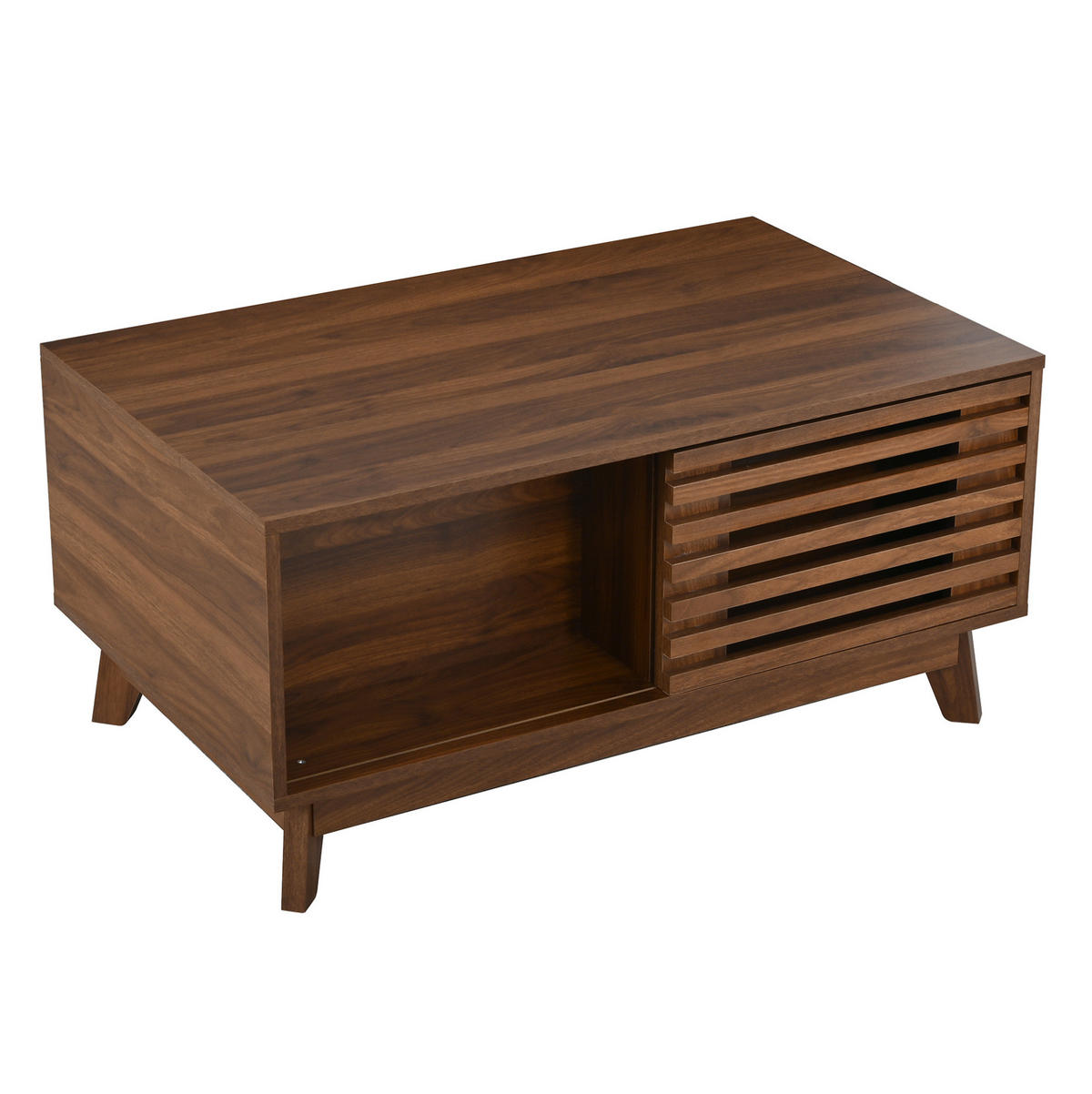COUCHTISCH mit höhenverstellbarer Platte 90 x 55 cm MDF Walnuss-Optik - Braun, Holz (90/55/57.5cm) - Meubliv