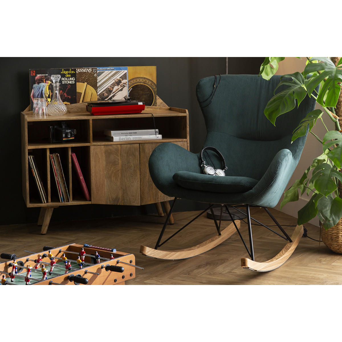 AUFBEWAHRUNGSSCHRANK Vinyl Massiv Mangoholz MATAHARI - Eukalyptusholzfarben, Holz (48/90/105cm) - Miliboo