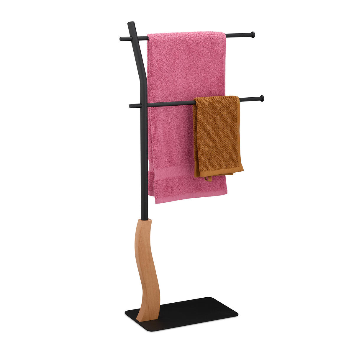 HANDTUCHHALTER - Schwarz, Holzwerkstoff/Metall (47/92.5/20cm) - Relaxdays