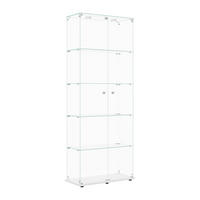 GLASVITRINE 187x77x35 cm 2 Türen LED Touch freistehend weiß - Weiß, Holz (78.5/186.5/34.5cm) - LEBENLANG