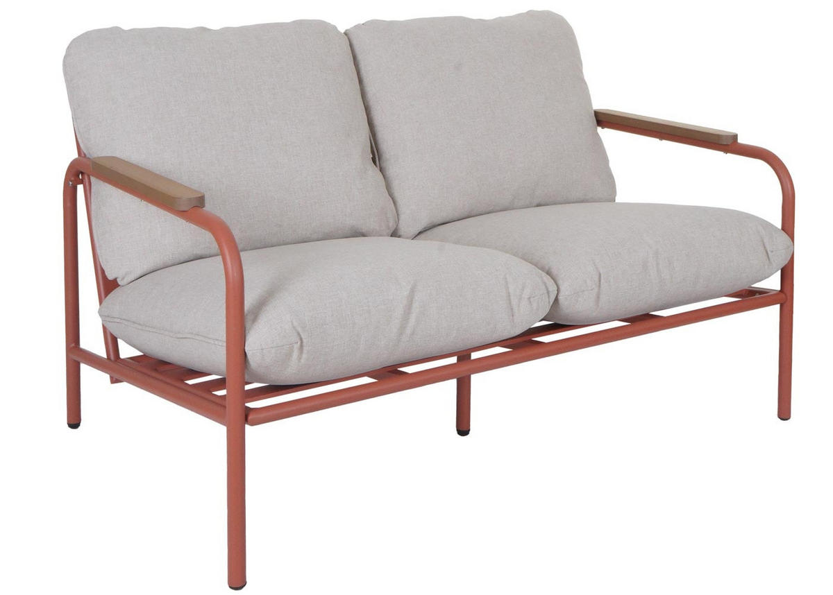 GARTENBANK Aluminium 81x125x81cm 2-Sitzer Terrakotta - Beige/Rot, Metall (125/81/81cm) - PROREGAL