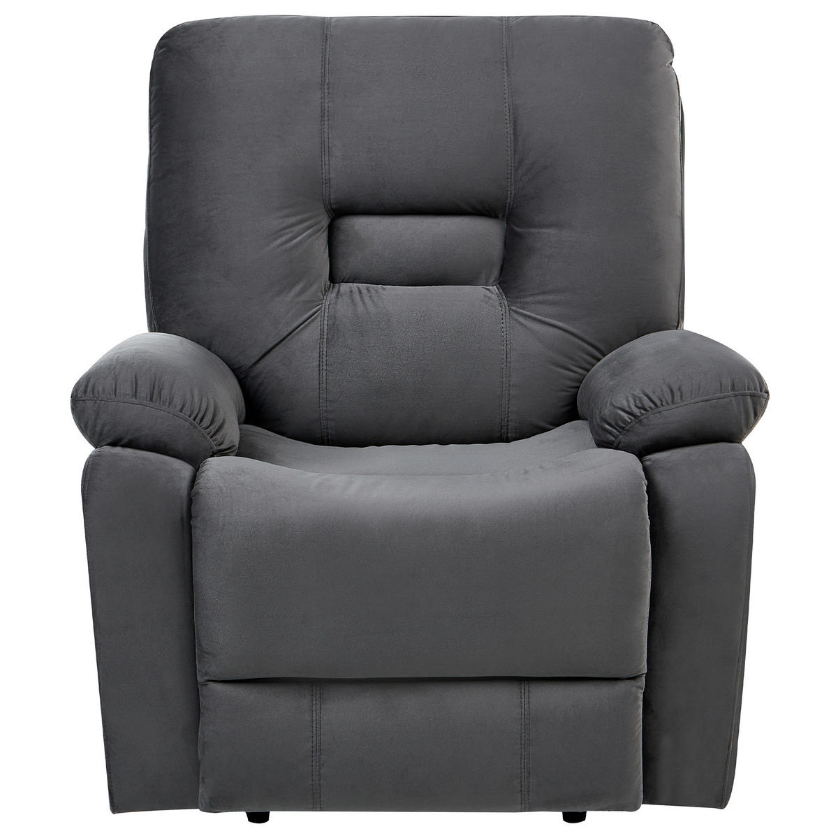 ELEKTRISCHER FERNSEHSESSEL Samtstoff Dunkelgrau Bergen - Dunkelgrau, Textil (85/101/74cm) - Beliani