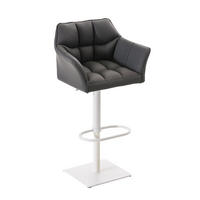 BARHOCKER Damaso 88x64x45 cm Grau - Grau, Leder (64/88/45cm) - furnicato