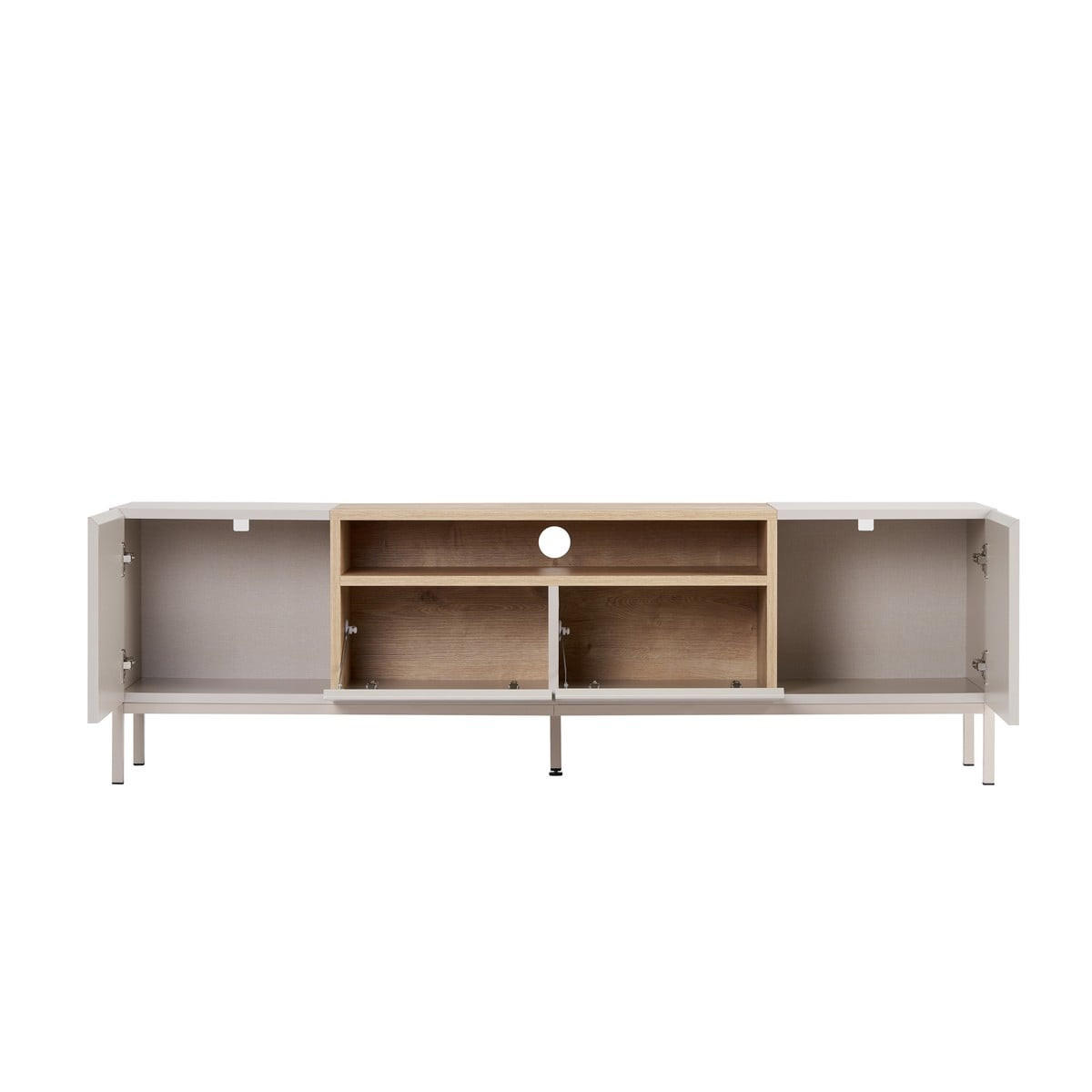 TV-MÖBEL 4 Türen, 1 Fach, Kaschmir und Holzdekor 160/35/50 cm - Beige, Holzwerkstoff (35/50/36.5cm) - Calicosy