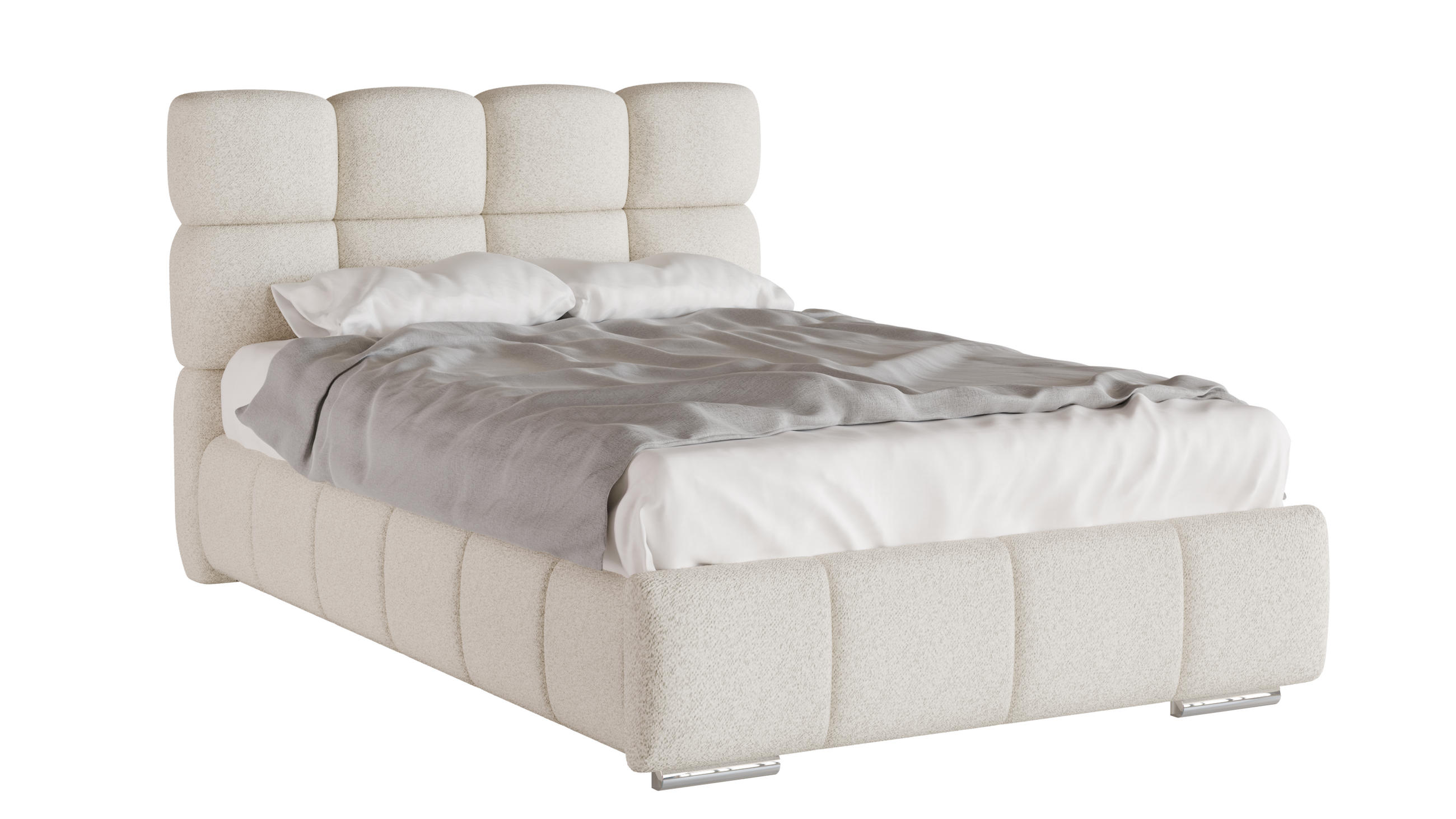 POLSTERBETT Bliss 120 x 200 cm mit Bettkasten und Lattenrost Taschenfederkernmatratze KOKOS H3 / H4 - beige - Beige, Holz (120/206cm) - Panda Möbel