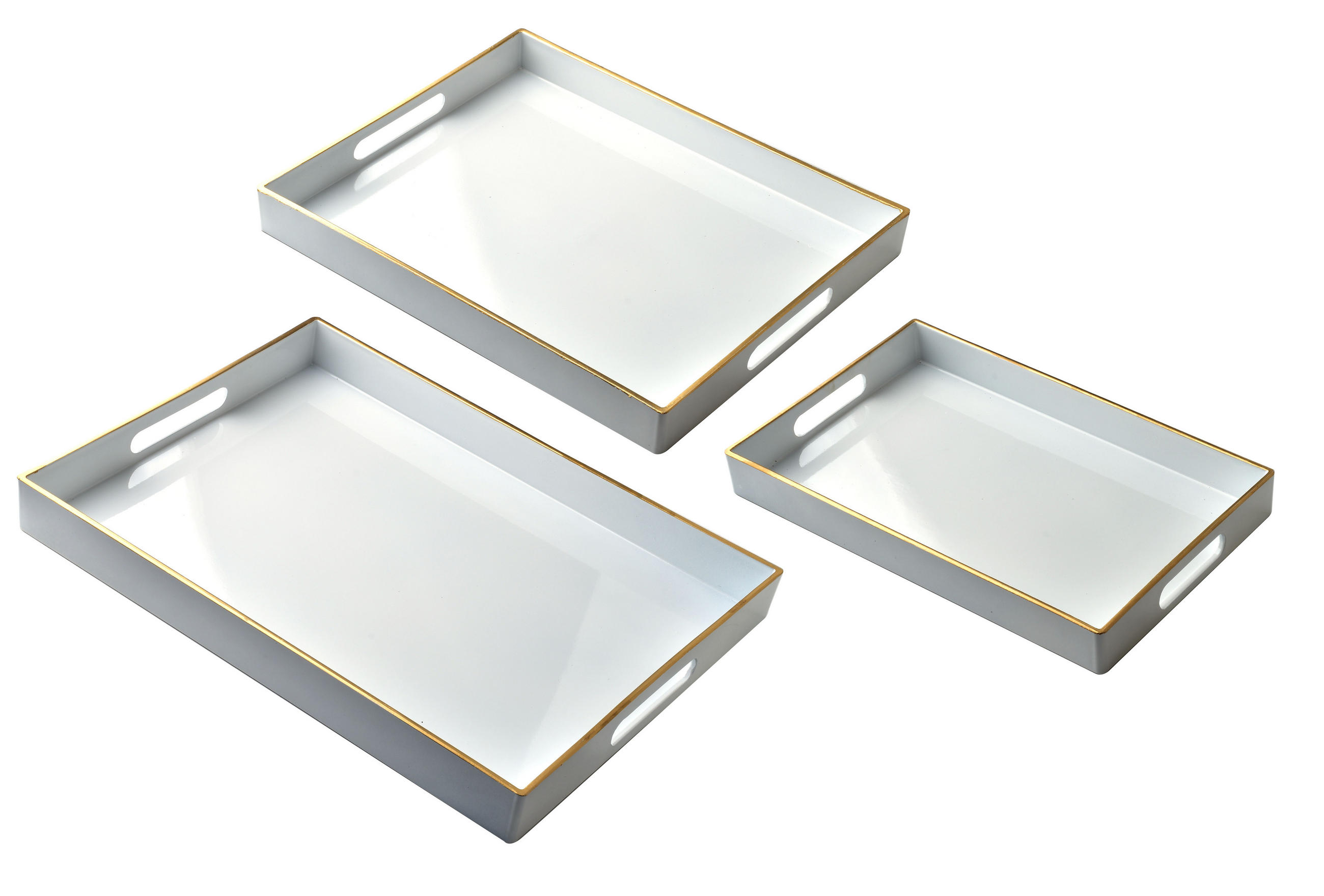 SERVIERTELLER Blanche Weiß 3er Set 40/30/4cm Plastik - Weiß, Kunststoff (30/4/40cm) - Mondex