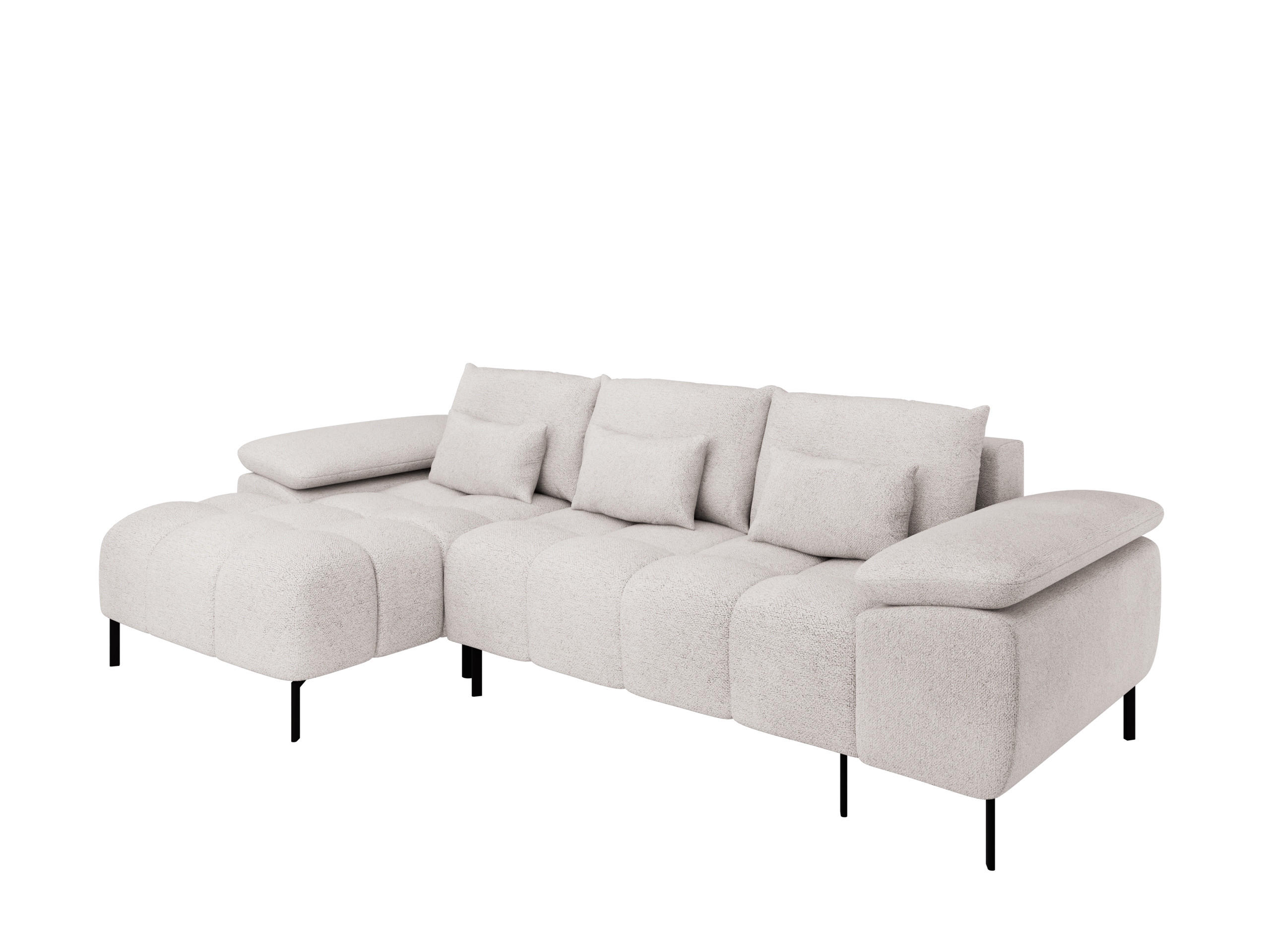 ECKSCHLAFSOFA 4-Sitzer DOLUS – Modernes Ecksofa mit Schlaffunktion Links montierbar , Creme - Creme, Holz (141/277cm) - Panda Möbel