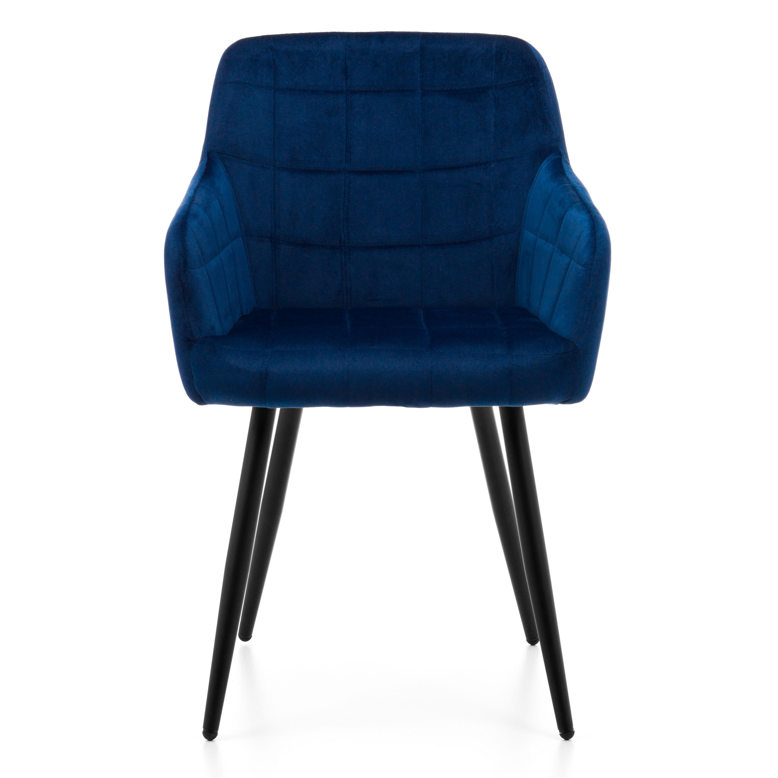 STUHL ORTE gepolstert mit Steppung - dunkelblau - Samt Velours - Schwarz/Dunkelblau, Textil/Metall (56/85/62cm) - NEW HOME
