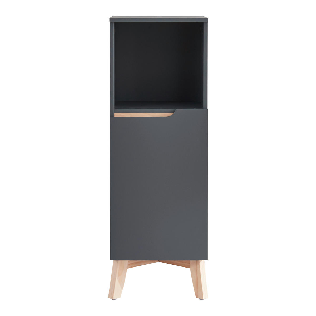 BADEZIMMERSCHRANK Overath - Dunkelgrau/Naturfarben, Holz/Holzwerkstoff (30/86/30cm) - [en.casa]