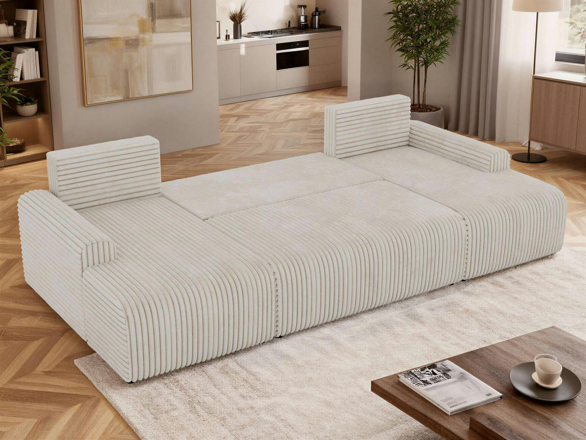 SEDACIA SÚPRAVA NESSARO U Béžová Manšester - čierna/béžová, textil/plast (312/92/151cm) - MKS