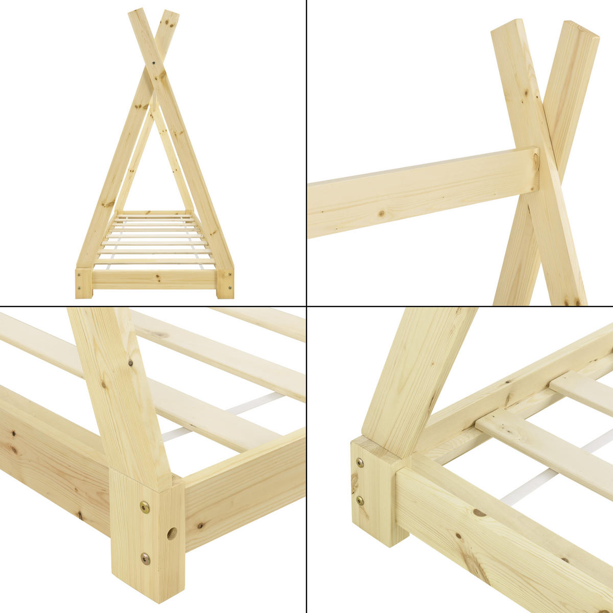 KINDERBETT Onejda - Naturfarben, Holz (70/140cm) - [en.casa]
