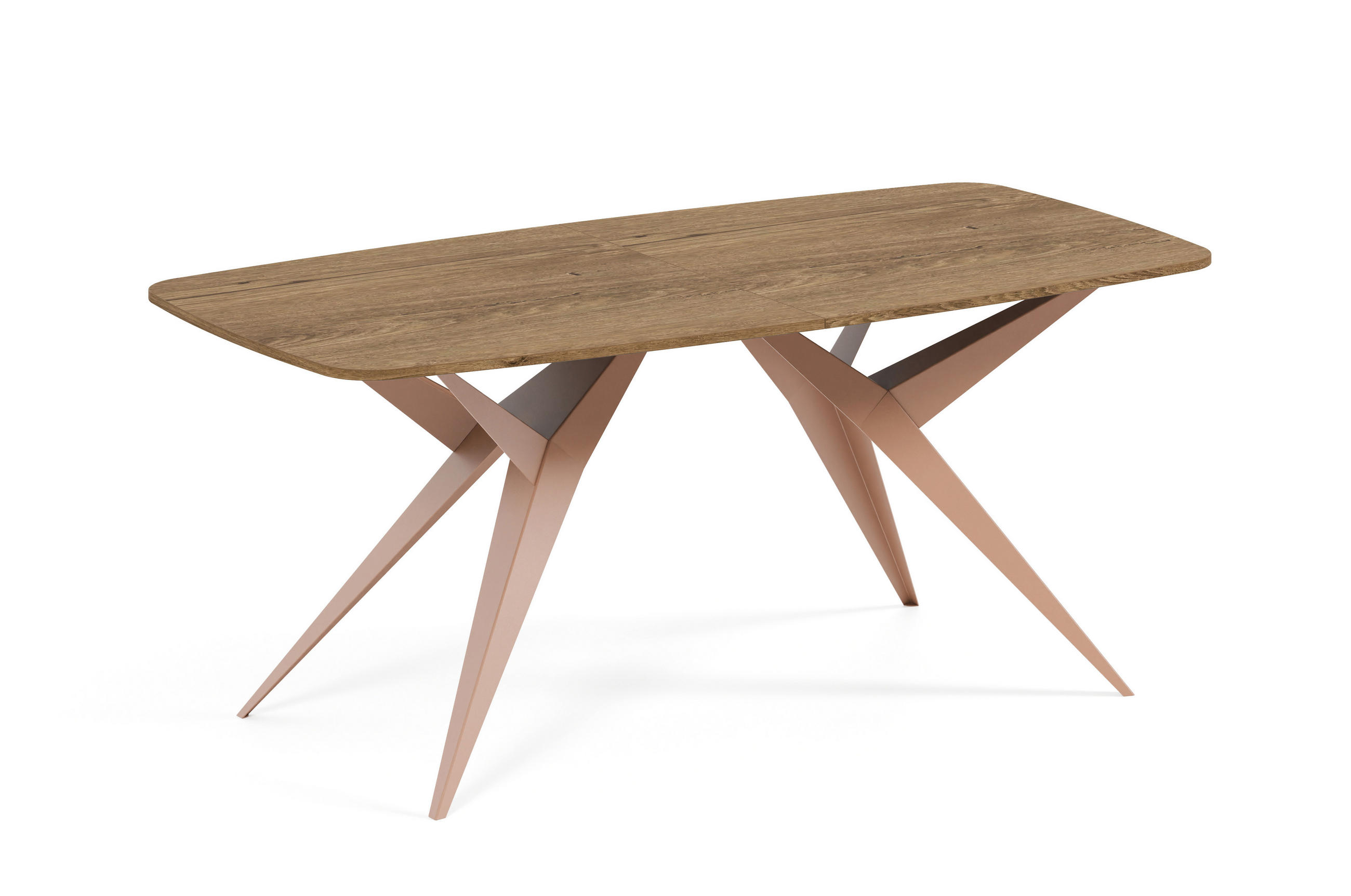 ESSTISCH AXIS - Dunkelbraun/Kupferfarben, Holzwerkstoff/Metall (90/180/76cm) - Meblini