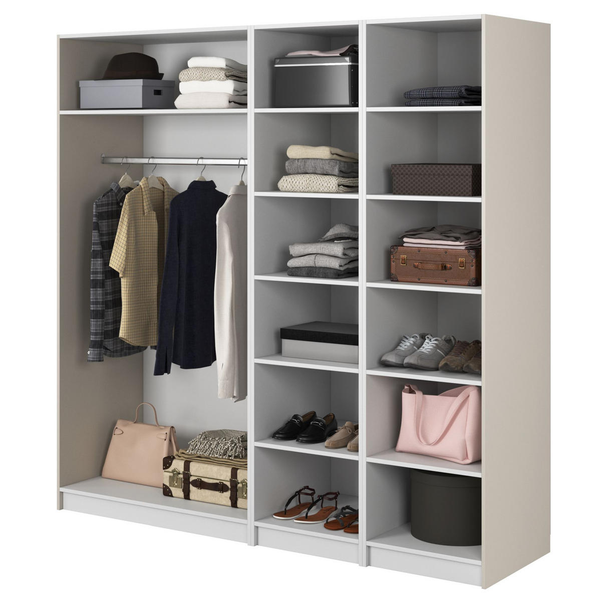 KLEIDERSCHRANK Moonir Greige 200 cm - Taupe/Goldfarben, Holzwerkstoff/Metall (200/200.5/57cm) - Selsey