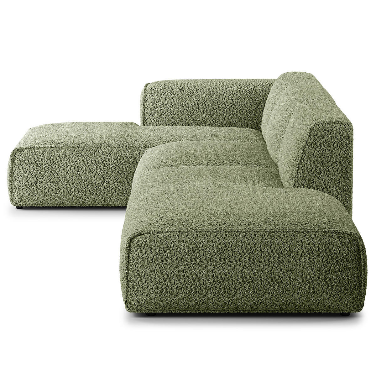ECKSOFA mit Chaiselongue - Schwarz/Grün, Kunststoff/Textil (290/173cm) - home24