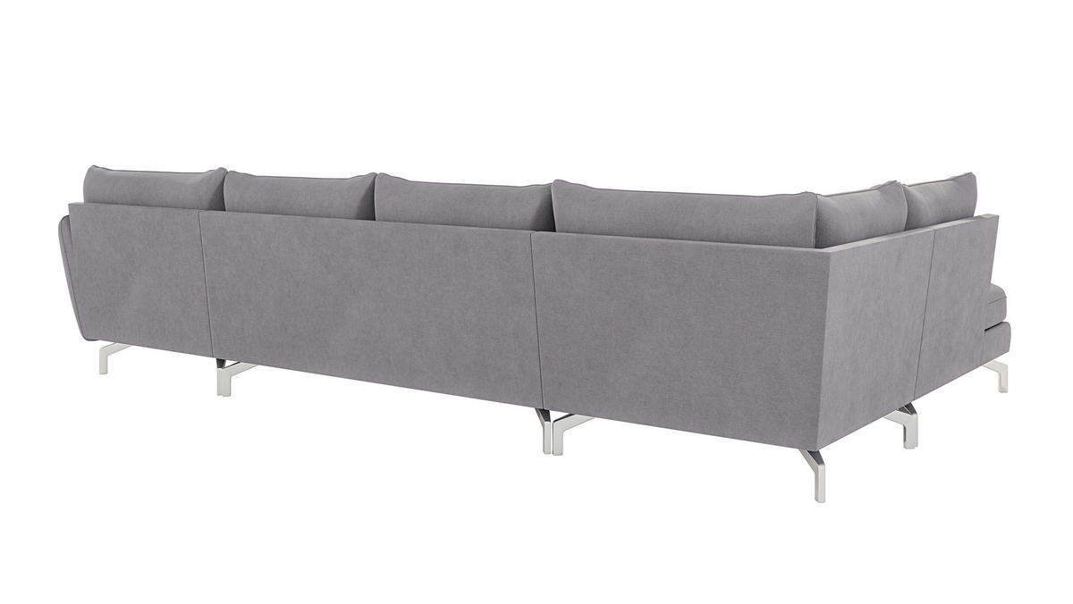 WOHNLANDSCHAFT Elou Grau Luxusmicrofaser - Chromfarben/Grau, Textil/Metall (336/87/200cm) - S-Style Möbel